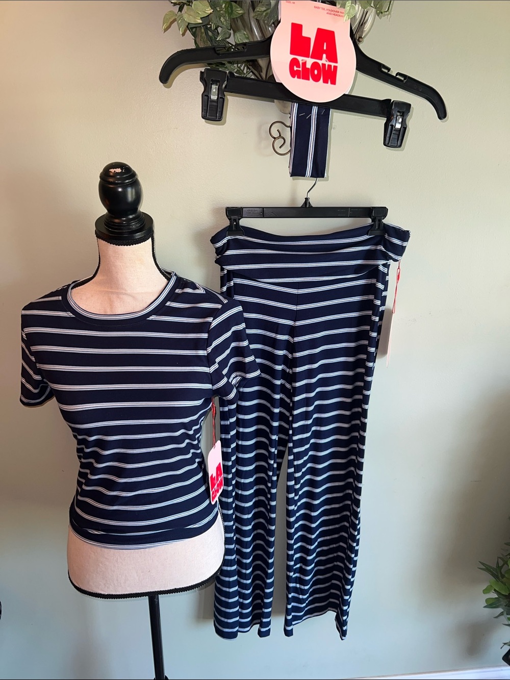 LA Glow Navy & White Striped Set